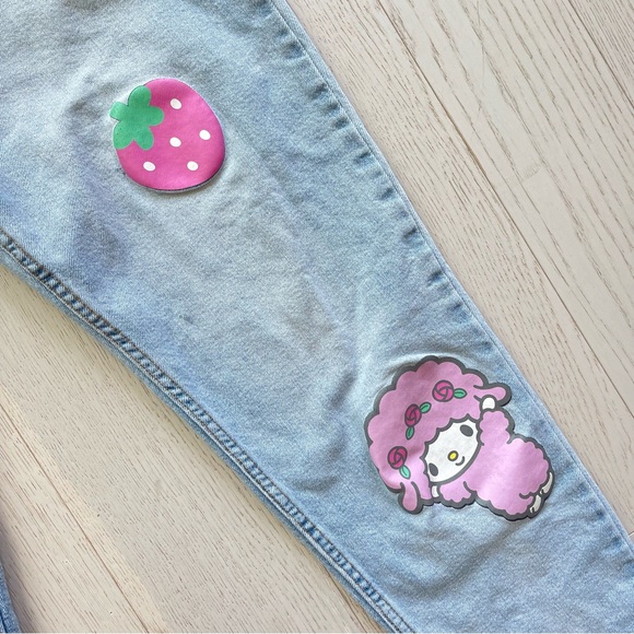 Sanrio My Melody Strawberry Lightwash Denim Straight Leg Jeans Kidcore Kawaii - Picture 3 of 16